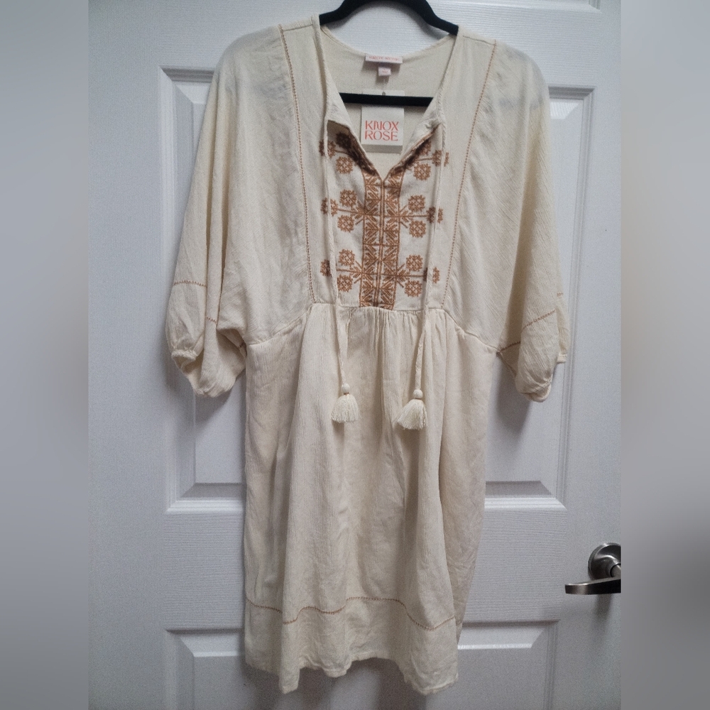 Knox Rose Cream Ruffled Smocked Mini Dress - Picture 7 of 9